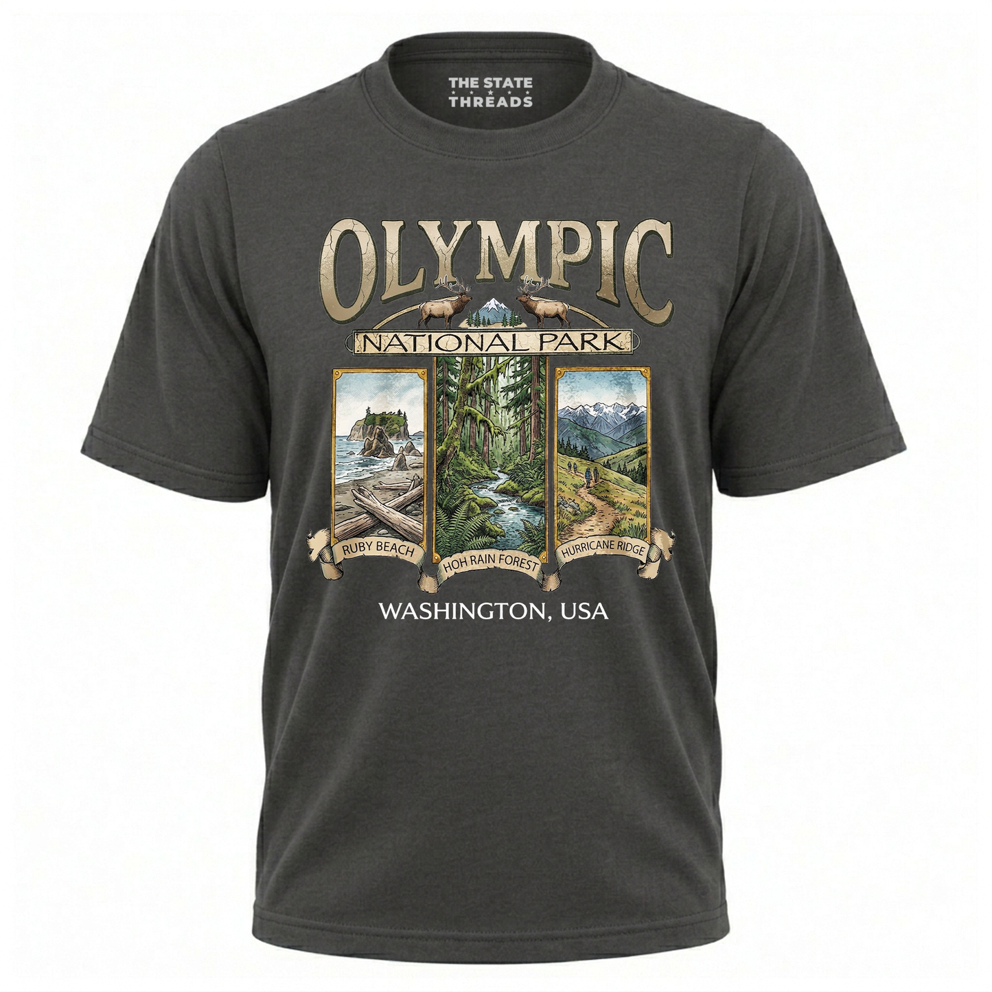 Washington Olympic National Park Retro Wildlife Shirt