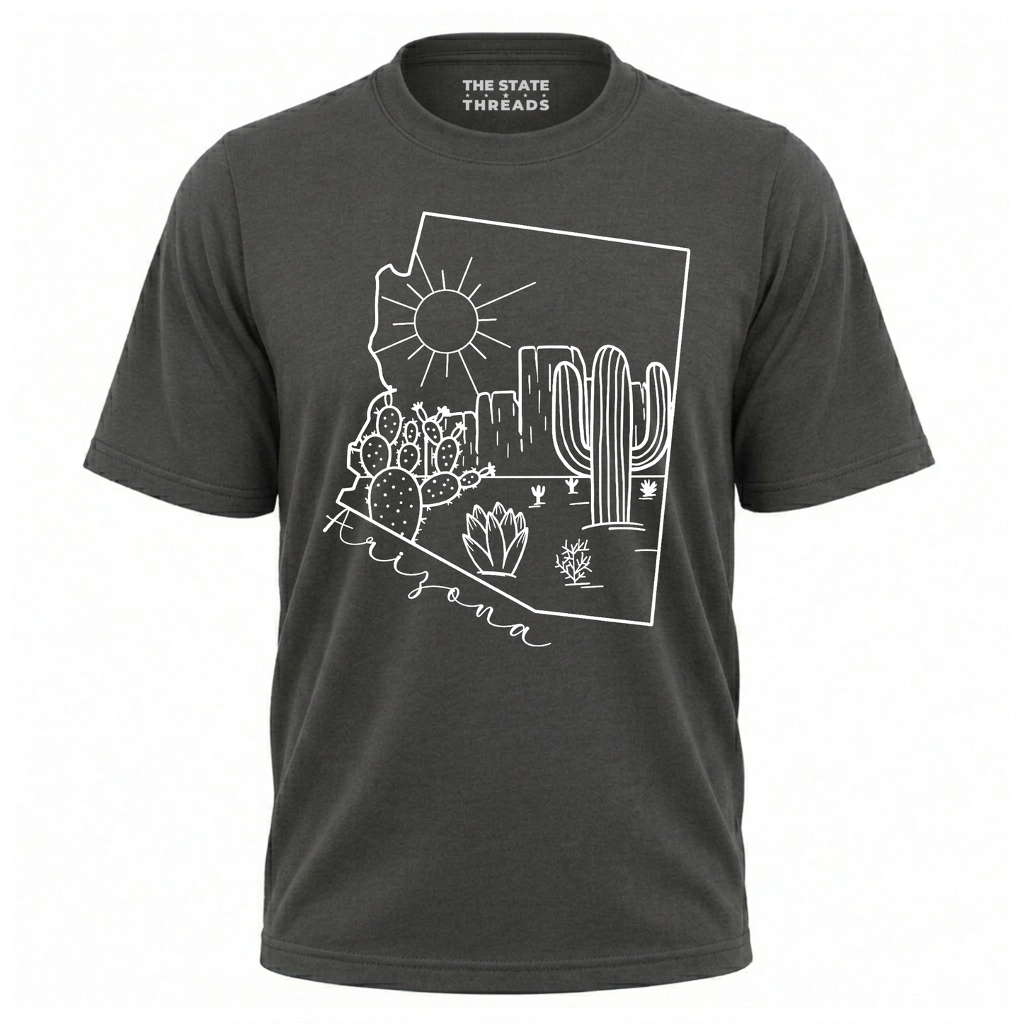 Arizona State Map Cactus Line Art Desert Shirt