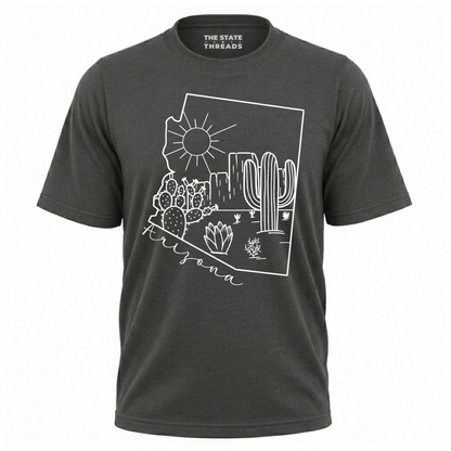 Arizona State Map Cactus Line Art Desert Shirt