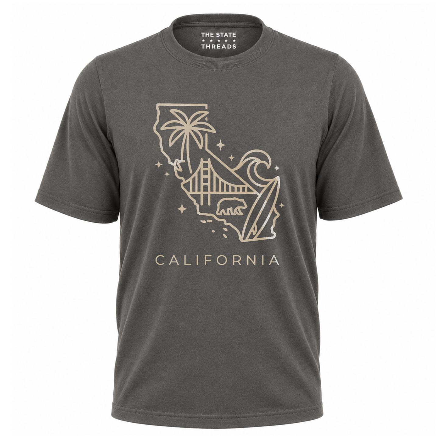 California State Map Minimalist Line Art Beach Shirt