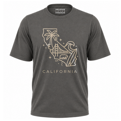 California State Map Minimalist Line Art Beach Shirt