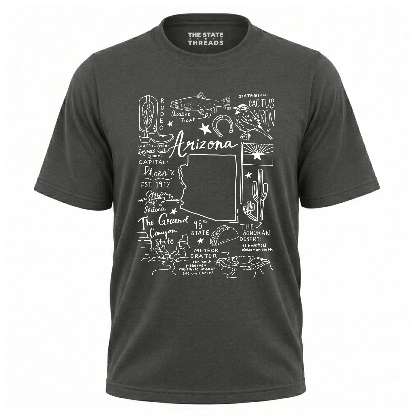 Arizona State Heritage Cactus Wren Icon Collage Shirt