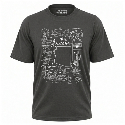 Arizona State Heritage Cactus Wren Icon Collage Shirt