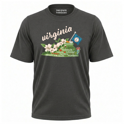 Virginia State Pride Floral Map Shirt
