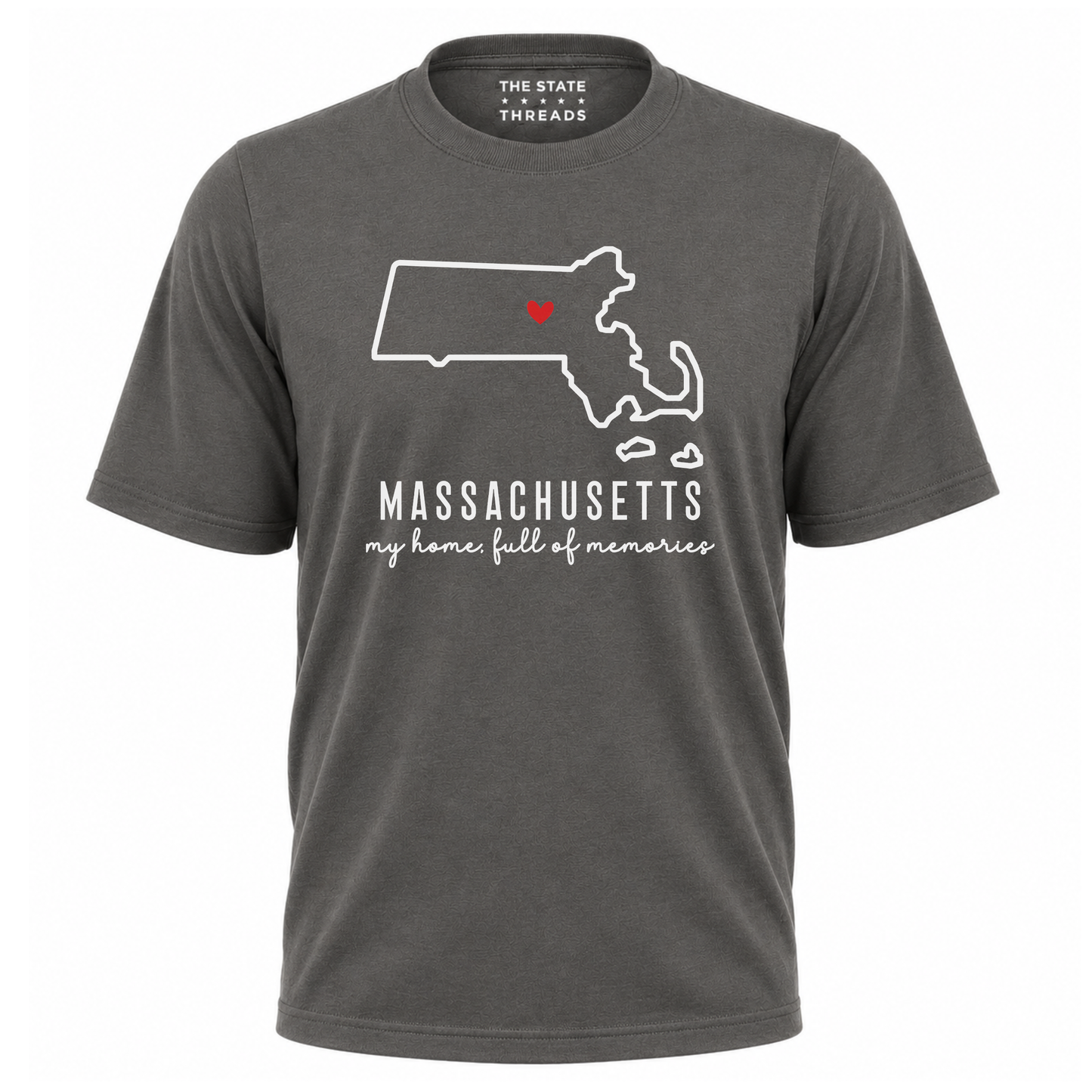 Massachusetts State Map Home Heart Outline Pride Shirt