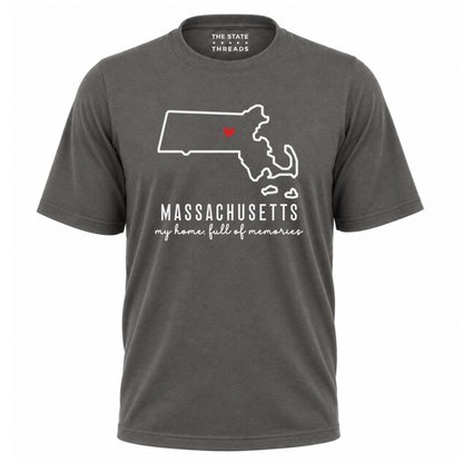 Massachusetts State Map Home Heart Outline Pride Shirt