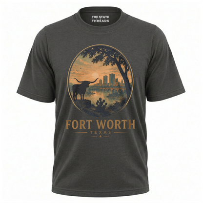 Fort Worth Texas Longhorn Skyline Western Shirt