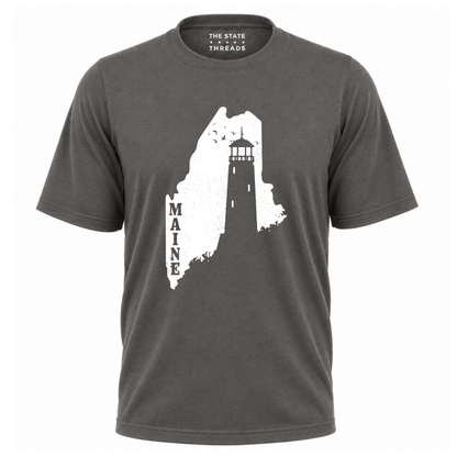 Maine Vintage Coastal Lighthouse Distressed Graphic Shirt