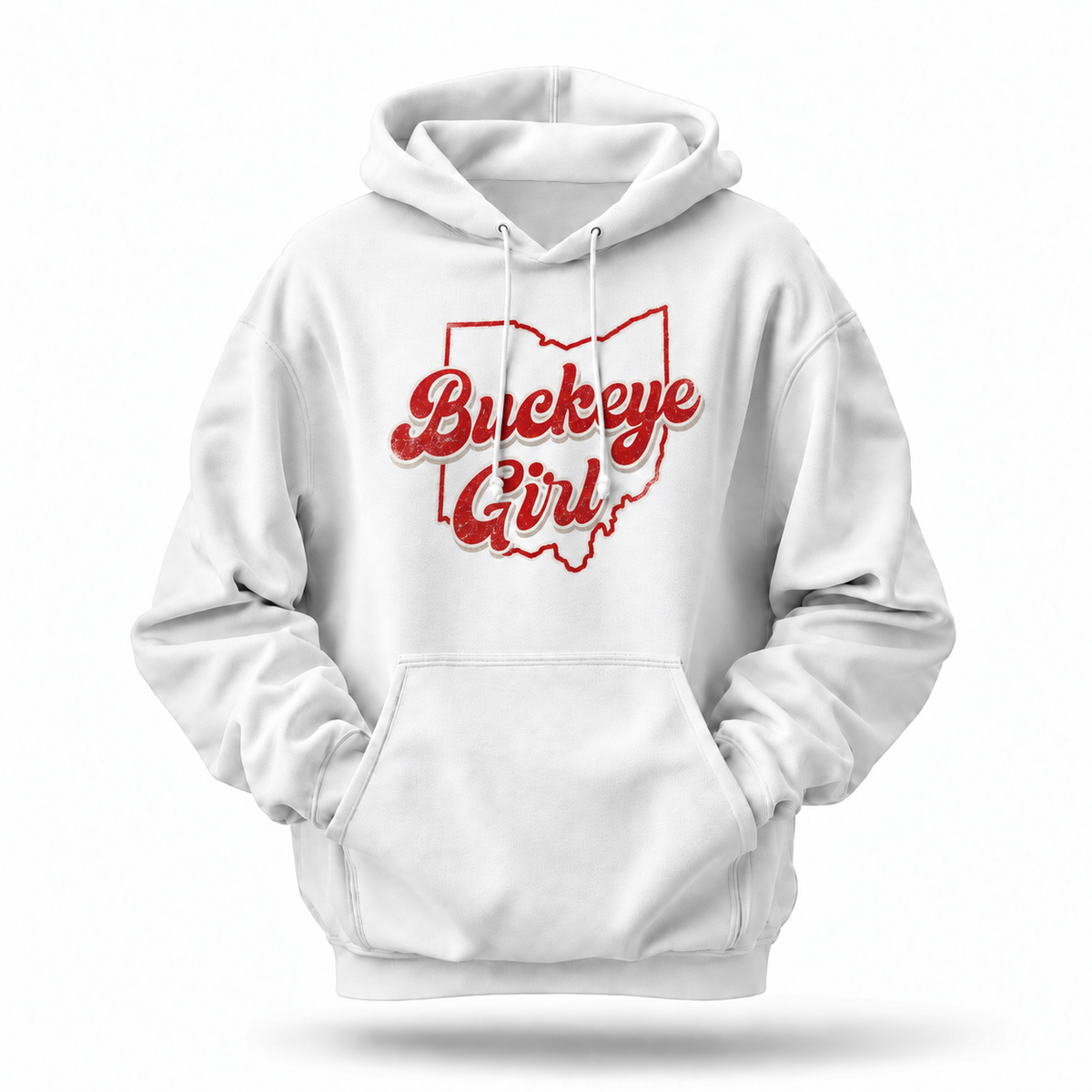 Ohio Buckeye Girl Retro Script State Outline Hoodie