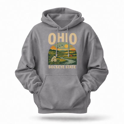Ohio Buckeye State Countryside Barn Sunset Hoodie