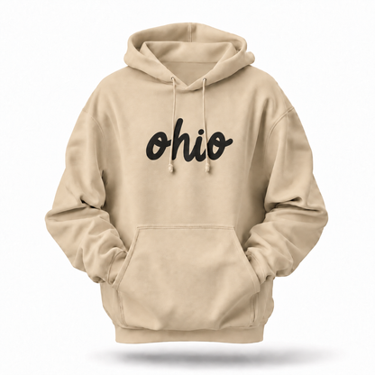 Ohio Minimalist Cursive Script Lettering Hoodie