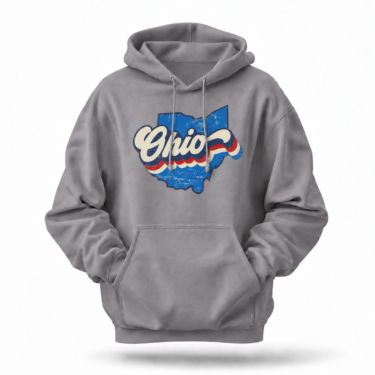 Ohio Retro Script Red White Blue State Map Hoodie