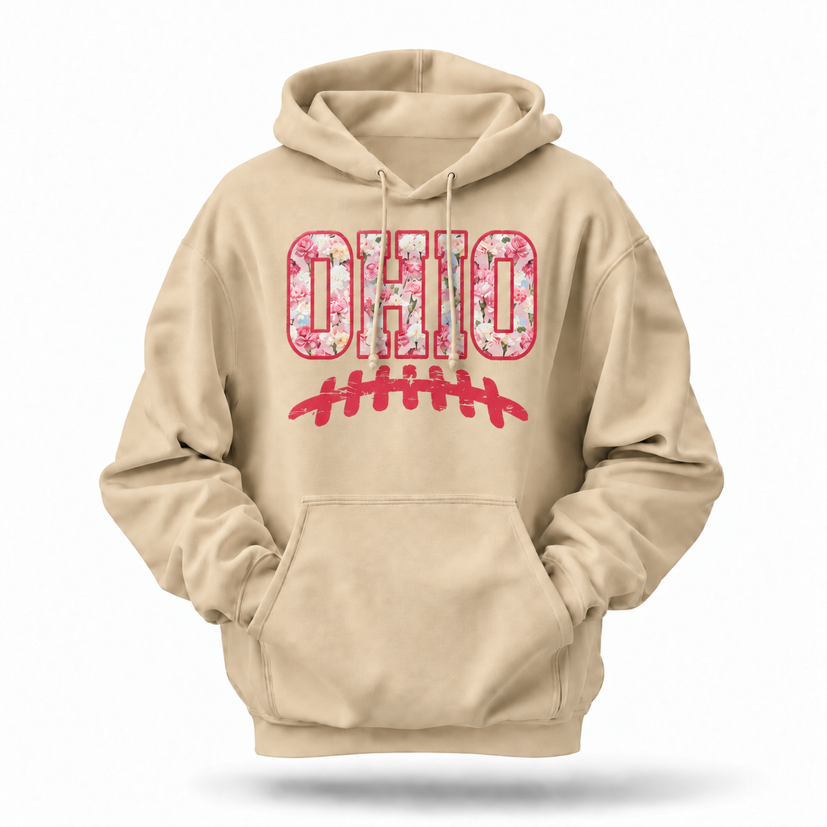 Ohio Carnation Floral Football Laces Game Day Hoodie