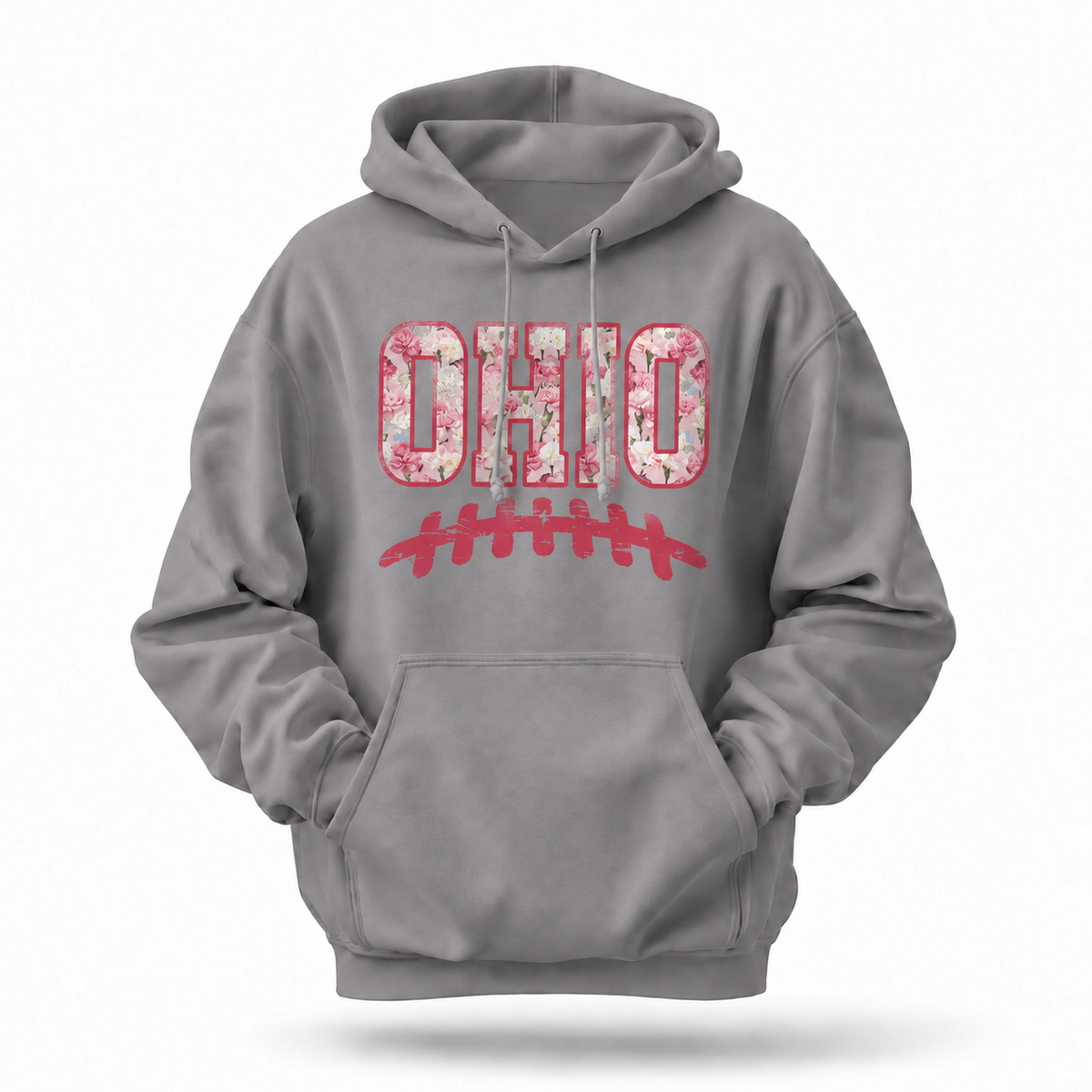 Ohio Carnation Floral Football Laces Game Day Hoodie