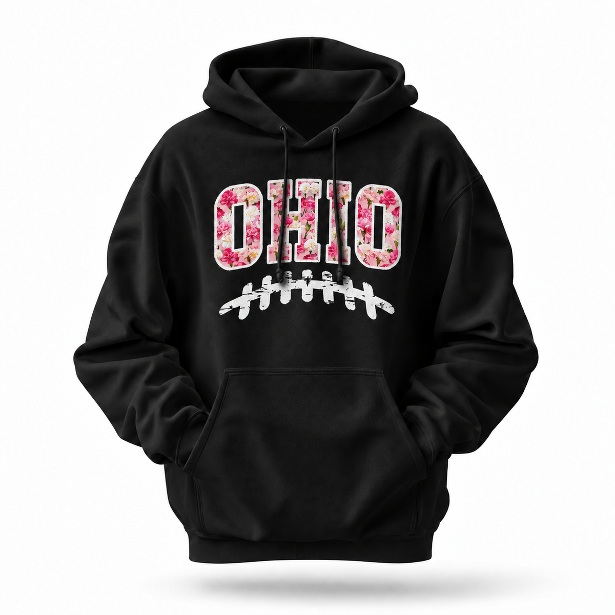 Ohio Carnation Floral Football Laces Game Day Hoodie