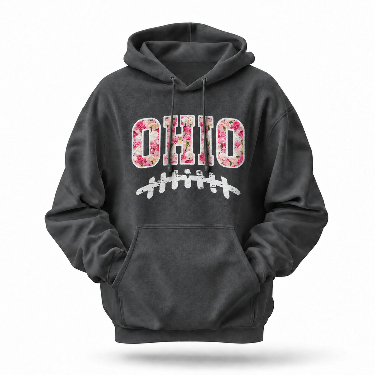 Ohio Carnation Floral Football Laces Game Day Hoodie