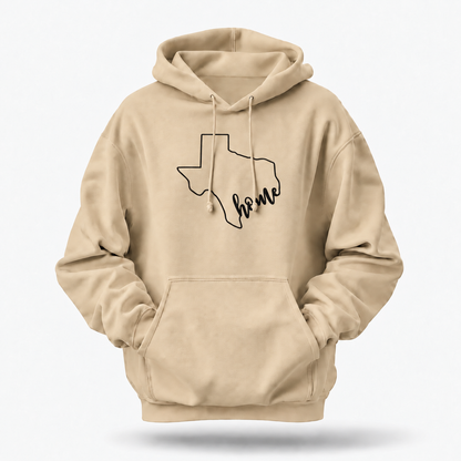 Texas Home State Outline Minimalist Script Hoodie
