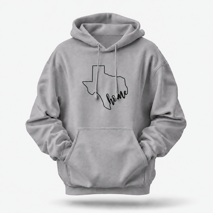 Texas Home State Outline Minimalist Script Hoodie