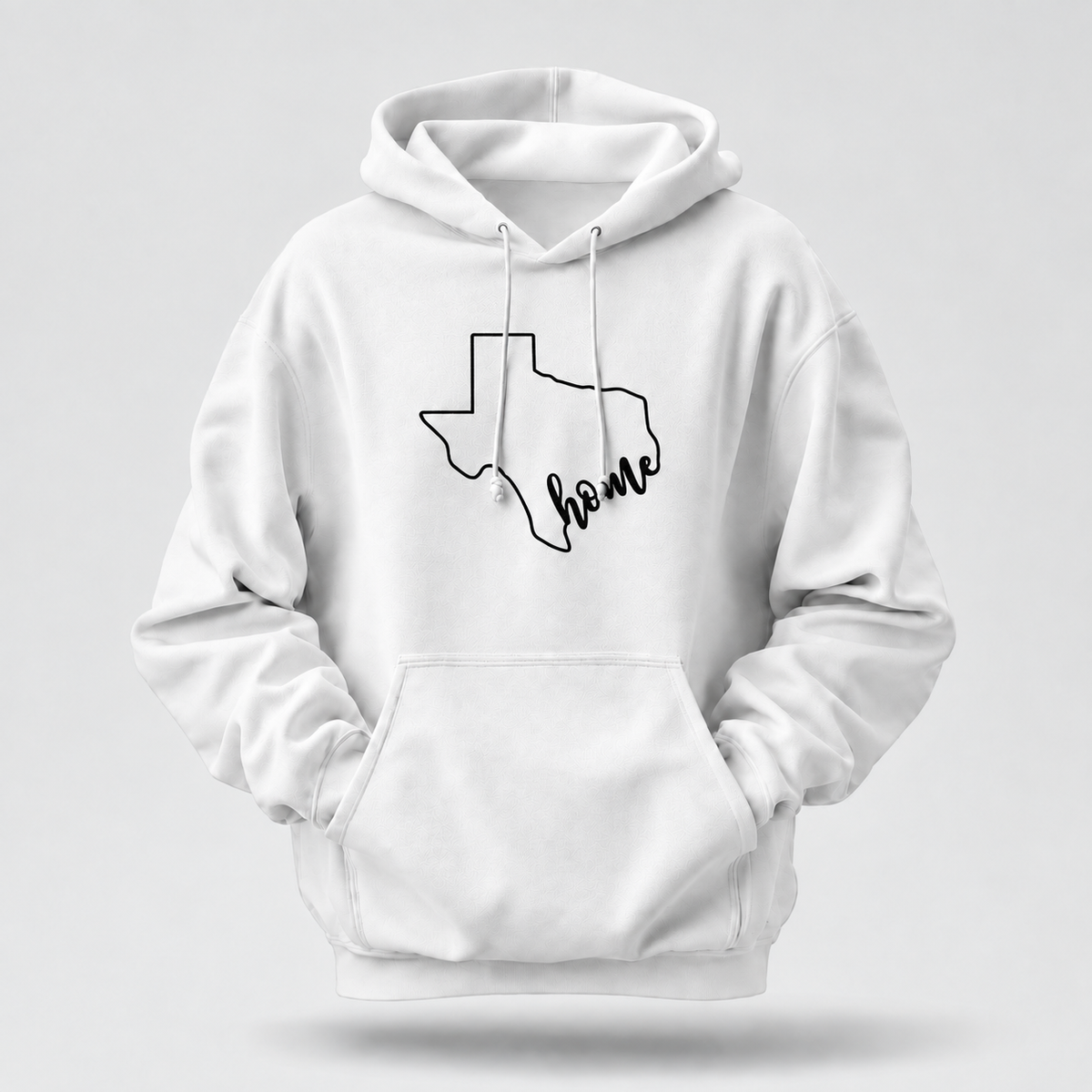 Texas Home State Outline Minimalist Script Hoodie