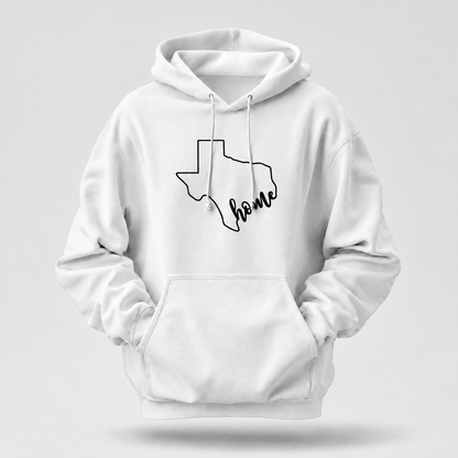 Texas Home State Outline Minimalist Script Hoodie