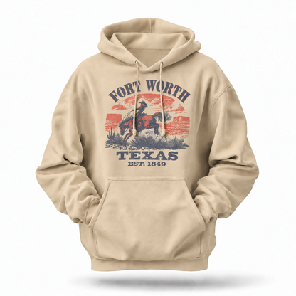 Fort Worth Texas Rodeo Cowboy Bronc Rider Vintage Hoodie