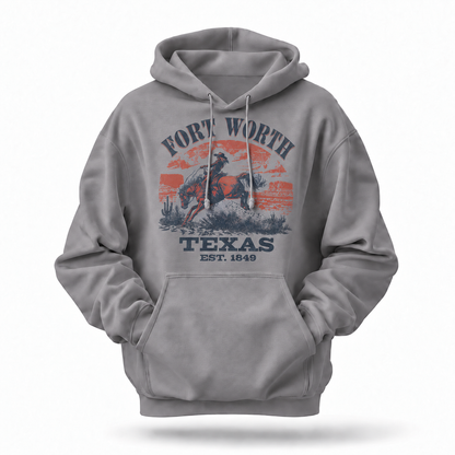 Fort Worth Texas Rodeo Cowboy Bronc Rider Vintage Hoodie