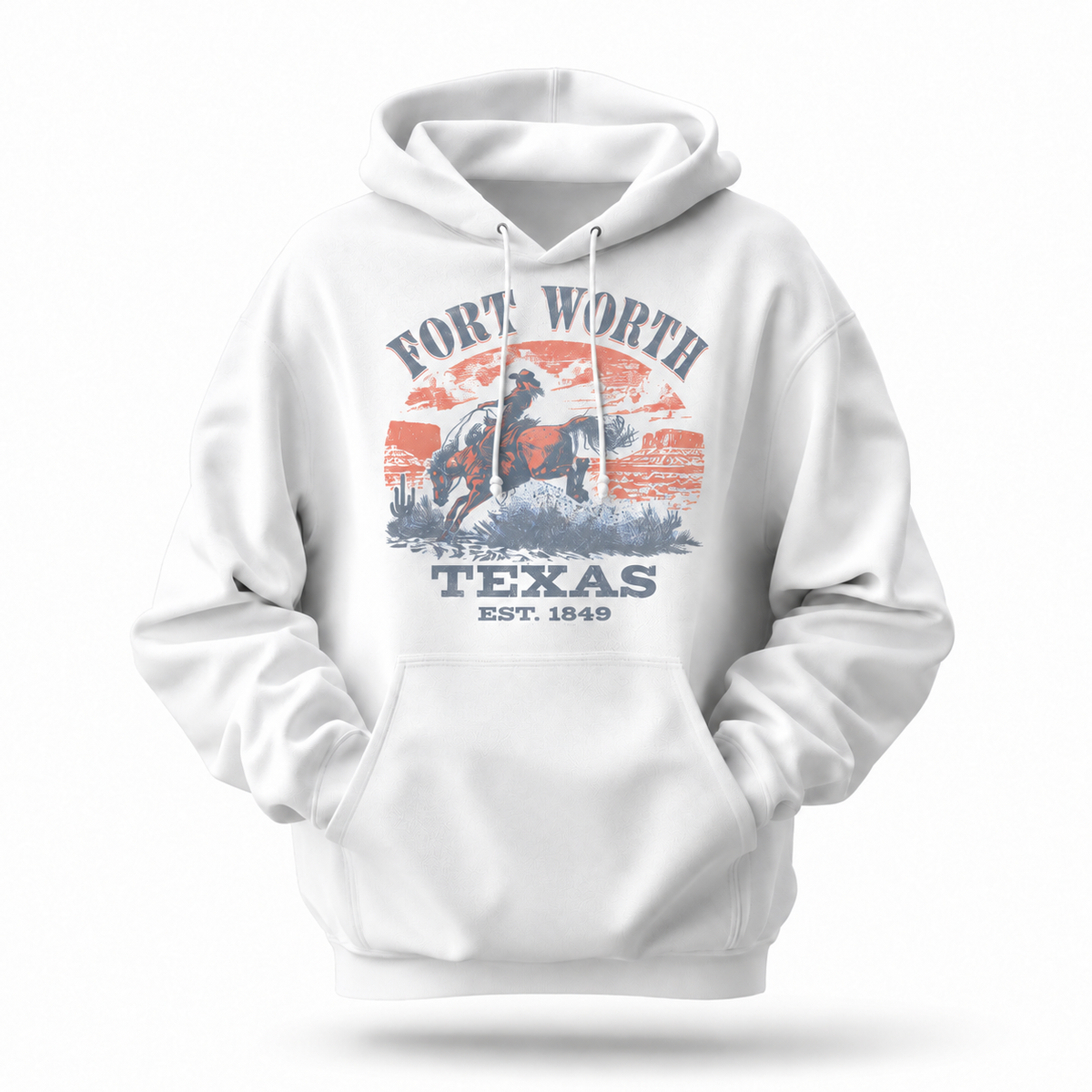 Fort Worth Texas Rodeo Cowboy Bronc Rider Vintage Hoodie