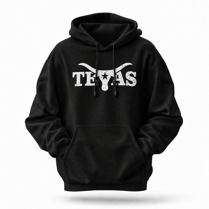 Texas Longhorn Skull Lone Star Distressed Western Hoodie