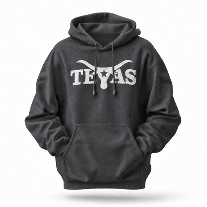 Texas Longhorn Skull Lone Star Distressed Western Hoodie