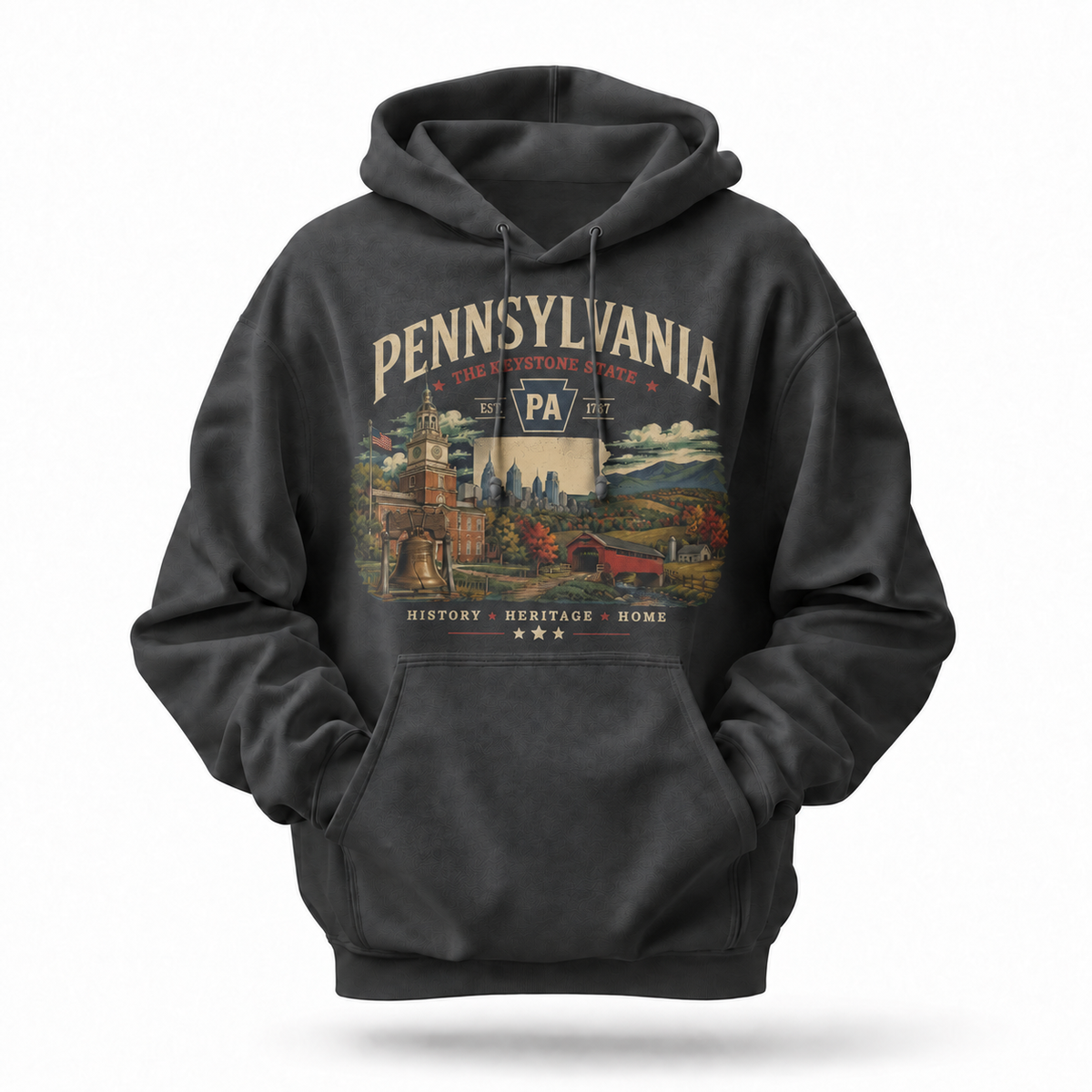Pennsylvania Keystone State Liberty Bell Covered Bridge Hoodie