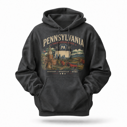 Pennsylvania Keystone State Liberty Bell Covered Bridge Hoodie