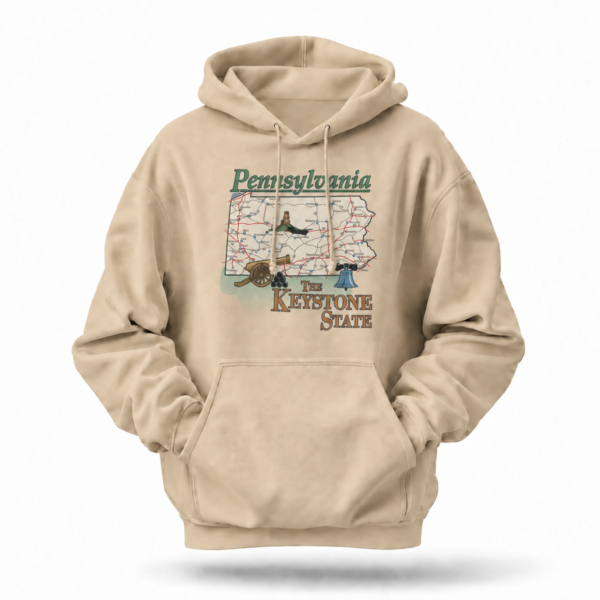 Pennsylvania Keystone State Retro Road Map Souvenir Hoodie