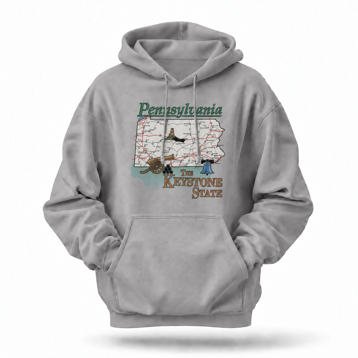 Pennsylvania Keystone State Retro Road Map Souvenir Hoodie