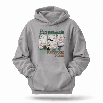 Pennsylvania Keystone State Retro Road Map Souvenir Hoodie