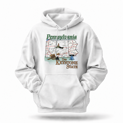 Pennsylvania Keystone State Retro Road Map Souvenir Hoodie