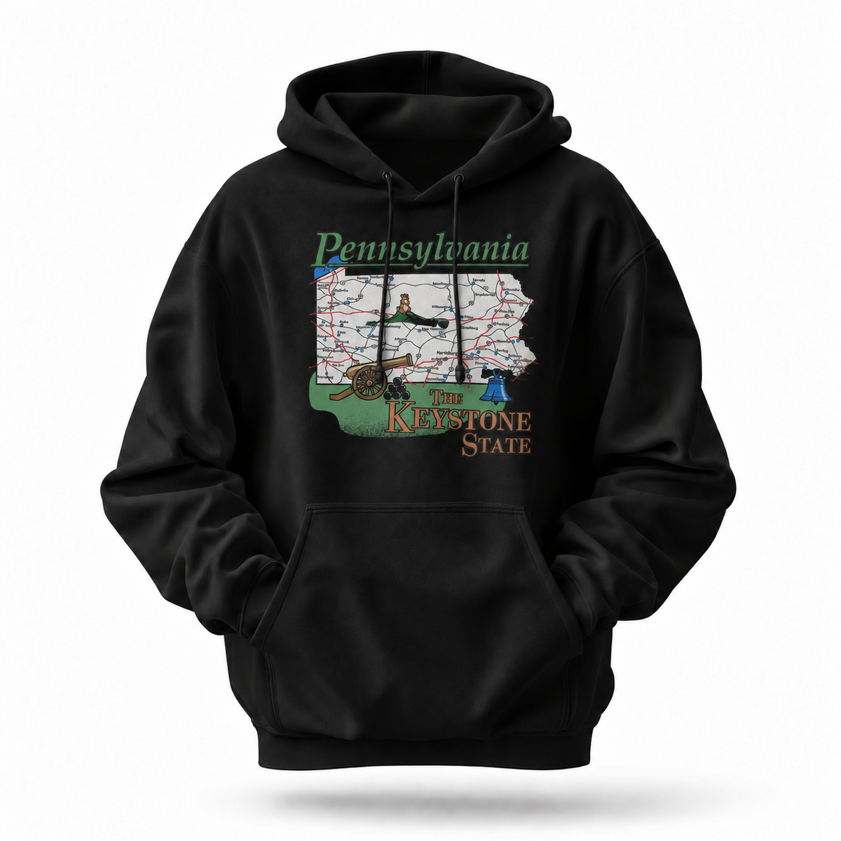 Pennsylvania Keystone State Retro Road Map Souvenir Hoodie