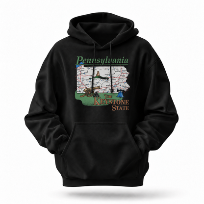 Pennsylvania Keystone State Retro Road Map Souvenir Hoodie