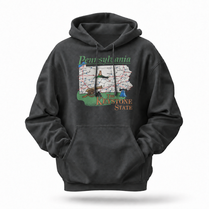 Pennsylvania Keystone State Retro Road Map Souvenir Hoodie