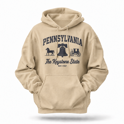 Pennsylvania Liberty Bell Amish Buggy Varsity Est 1787 Hoodie