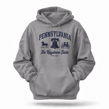 Pennsylvania Liberty Bell Amish Buggy Varsity Est 1787 Hoodie