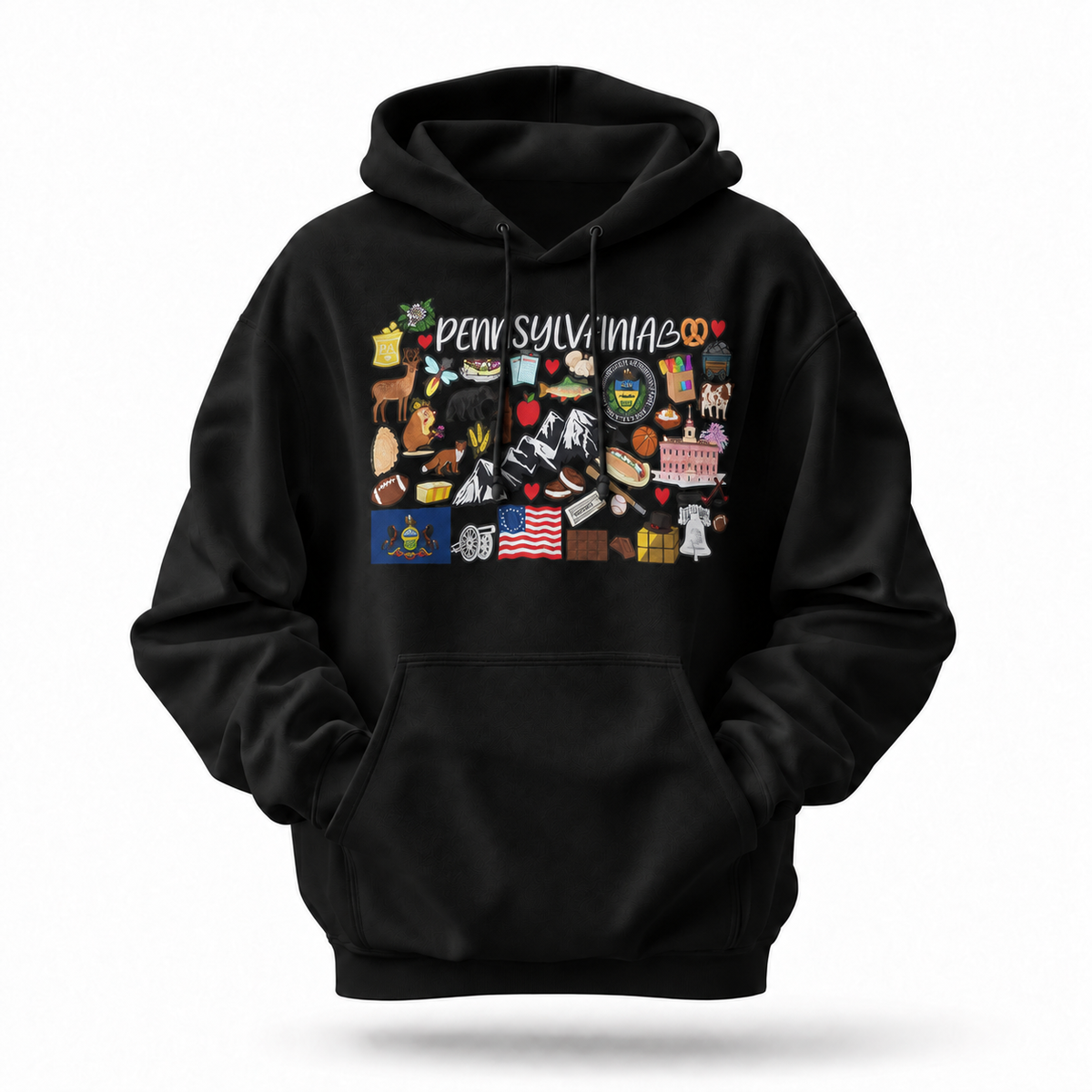 Pennsylvania Iconic Things Doodle Collage Hoodie
