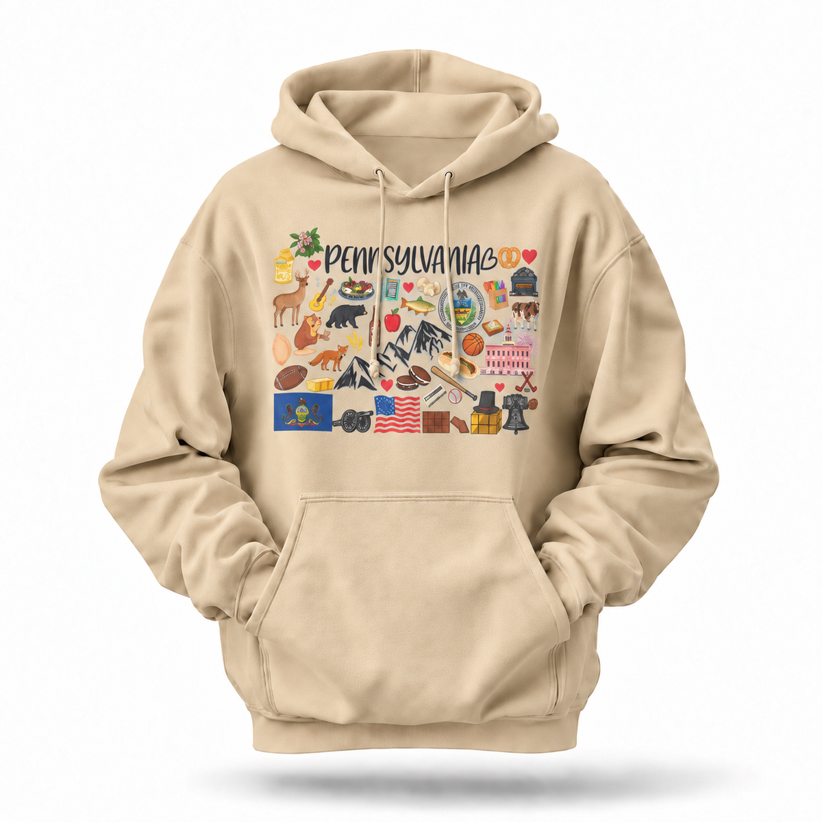 Pennsylvania Iconic Things Doodle Collage Hoodie