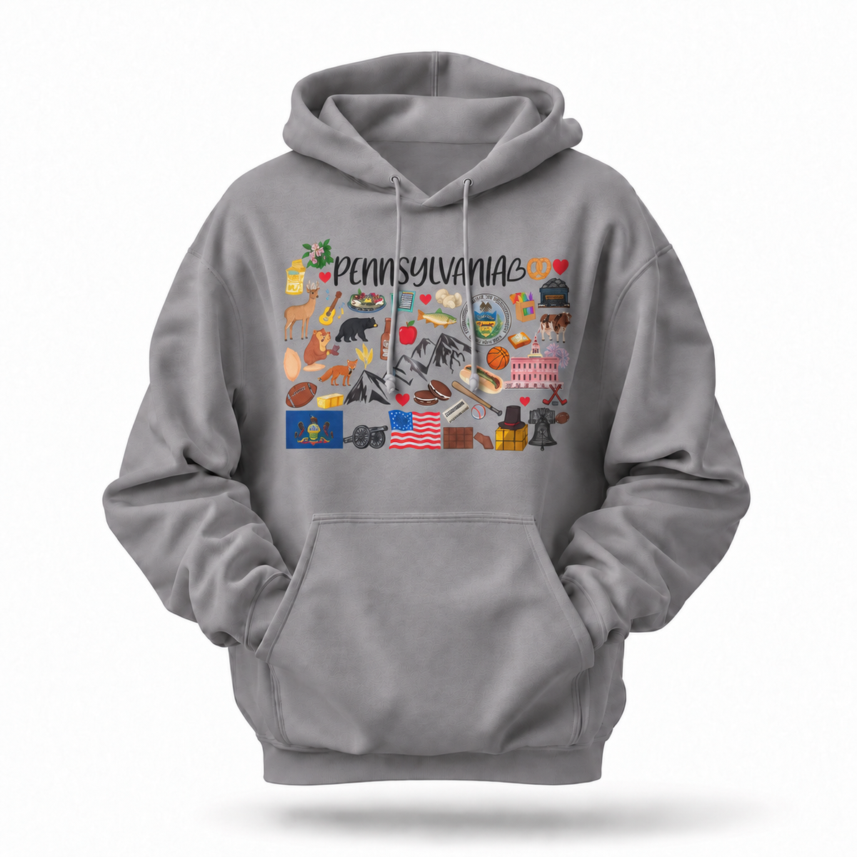 Pennsylvania Iconic Things Doodle Collage Hoodie