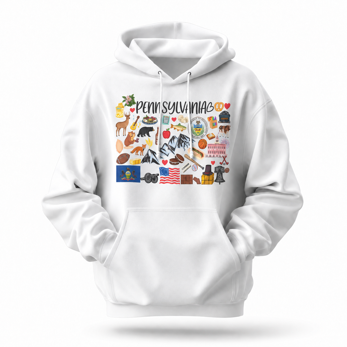 Pennsylvania Iconic Things Doodle Collage Hoodie