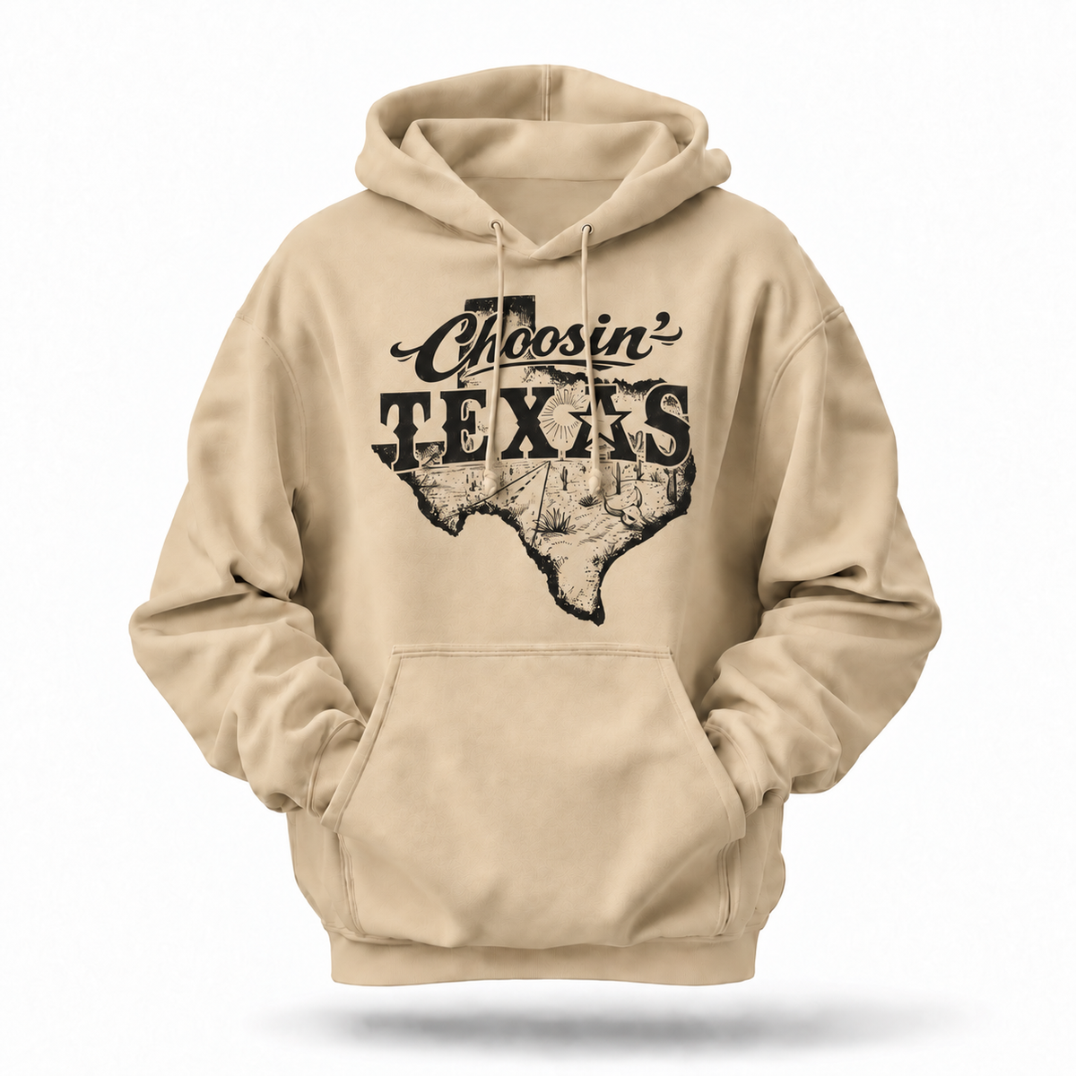 Choosin' Texas Western Desert State Map Vintage Hoodie