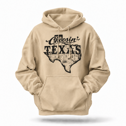 Choosin' Texas Western Desert State Map Vintage Hoodie