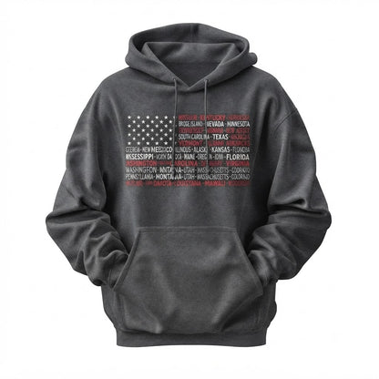 America 50 States Typography Flag Hoodie