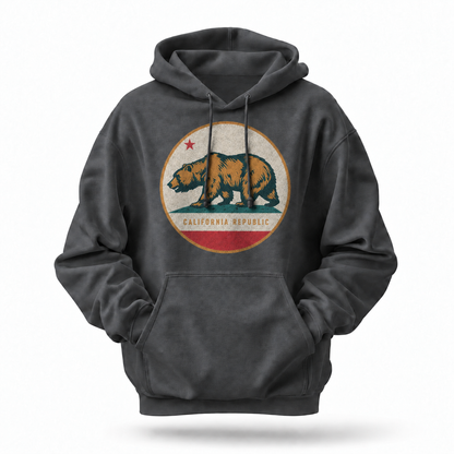 California Republic Bear Flag Vintage Circle Hoodie