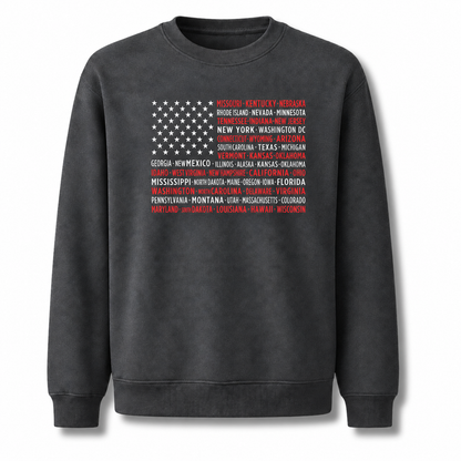America State Names Typography Flag Sweatshirt