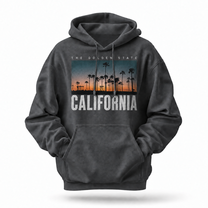 California Golden State Palm Tree Sunset Photo Hoodie